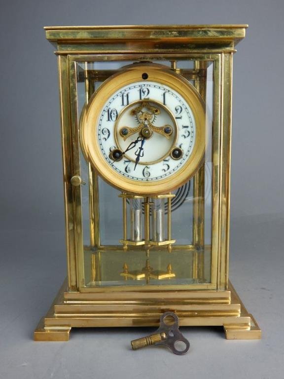 Open Escapement Crystal Regulator Clock