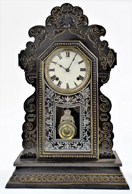 Mid 19th century American ebonized Jet case shelf clock