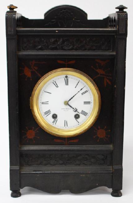 Early 20th century ebonized wood case mantel clock by Seth Thomas Clock Co