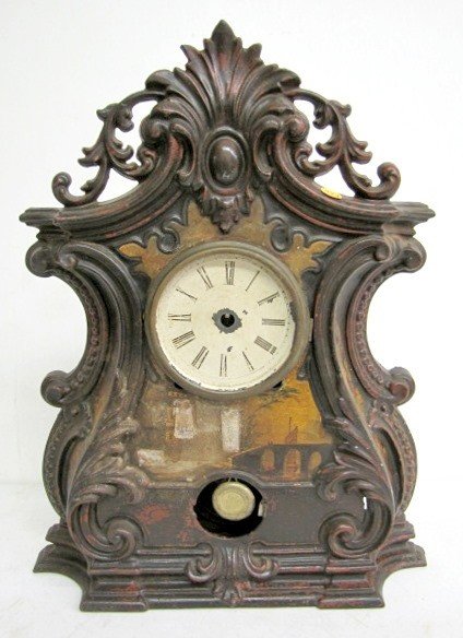 Unmarked Iron Front Mantle Clock