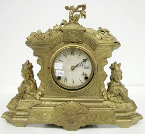 1859 N. Mueller Metal Case Mantle Clock