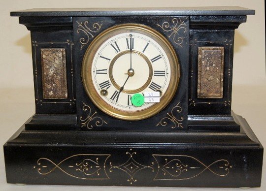 Ansonia Enameled Iron Ornate Mantle Clock