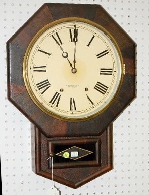 New Haven Mahogany Octagon Short Drop Clock