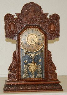 E. Ingraham Oak Kitchen Clock W/ Lions
