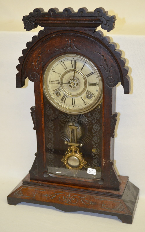 Antique Walnut Kitchen Clock with Alarm