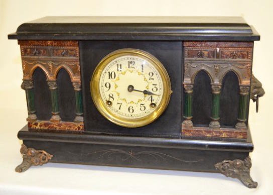 Sessions Black Enamel Mantel Clock, “Manhattan”