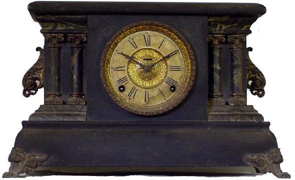 Ingraham Wooden Cased Black Mantel Clock