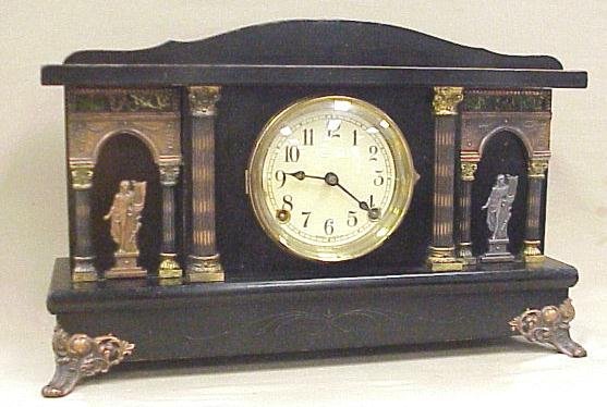 Large Sessions Mantle Clock, Greek Design 11″ Tall,