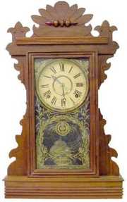 Walnut Victorian Kiitchen Clock w/Bird Flying Over U