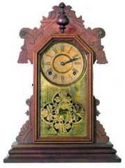 Walnugt Victorian Kitchen Clock w/Press Carved Tass