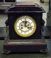 Ornate Black Marble Mantle Clock, New York Retailer