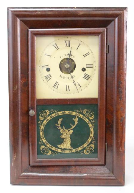 Late 19th century Mahogany case ogee shelf clock by Seth Thomas Clock Co