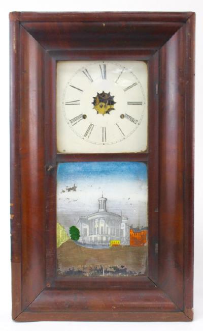 Mid to Late 19th century Mahogany case ogee shelf clock by Jerome & Co