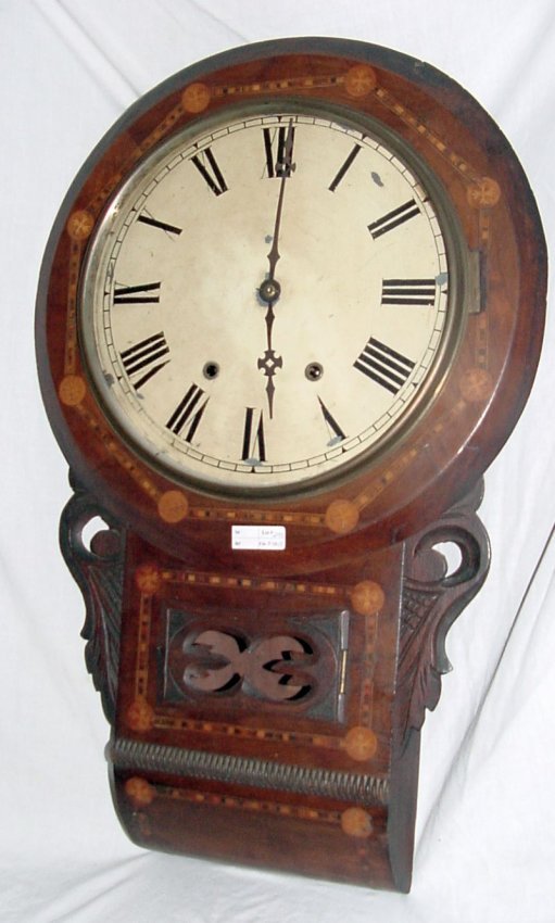 Mahogany Inlaid School House Clock