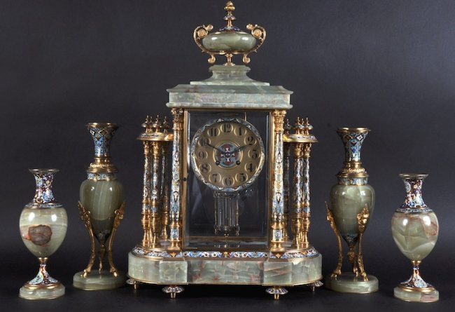 A SUPERB QUALITY FRENCH 19TH CENTURY FIVE PIECE CLOCK