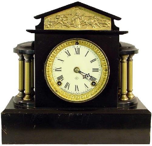 Ansonia Ebonized Iron Mantel Clock