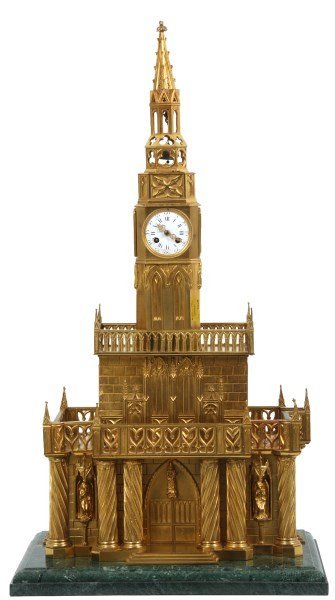 Gilt Brass Cathedral Clock