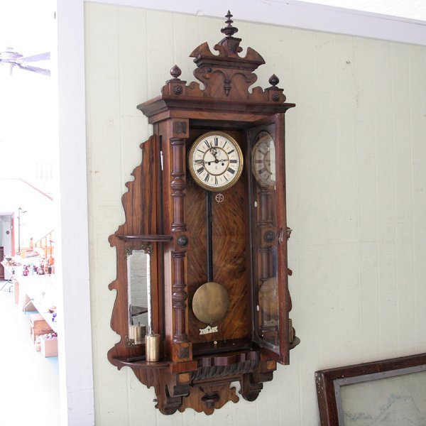 Unusual late 19th Century German regulator wall clock