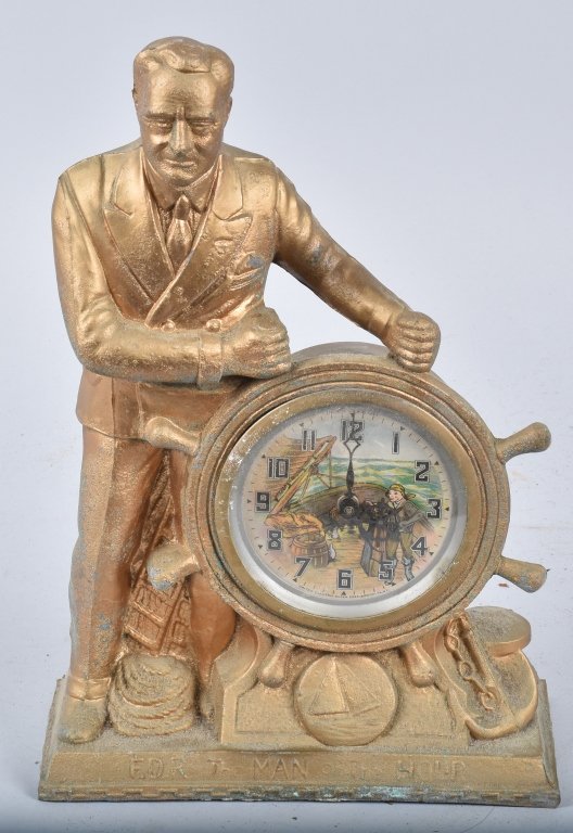 FDR MAN OF THE HOUR METAL CLOCK
