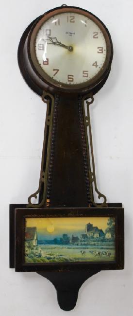 Vintage ‘1807’ banjo wall clock in 19th century style by Gilbert Clock Co
