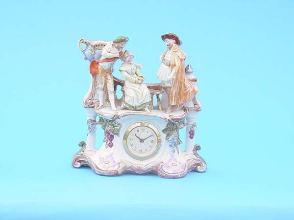 German Figural Porcelain Mantel Clock