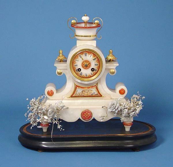 Victorian Alabaster Shelf Clock With Dome