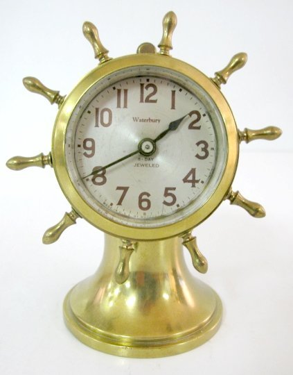 Waterbury Brass Ships Wheel Desk Clock
