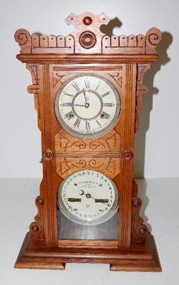 Waterbury #44 Walnut Double Dial Calendar Clock