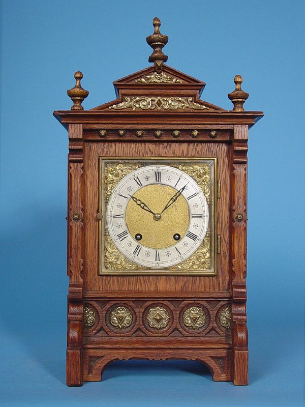 Lenzkirch Quarter Striking Ormolu Mounted Oak Clock