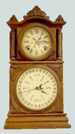 Ingraham Walnut Shelf Calendar Clock