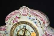 Ansonia Pink Floral China Clock