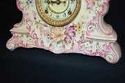 Ansonia Pink Floral China Clock