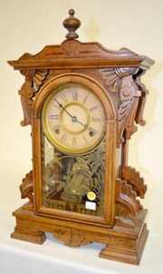 Ansonia Oak Ornate Shelf Clock