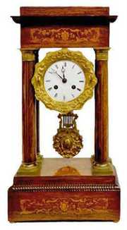 Inlaid  French T&S Portico Clock