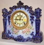 Ansonia Register Cobalt Blue China Clock