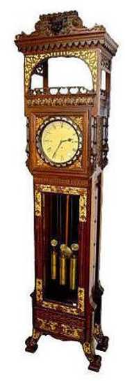 Unusual 106″ German Rosewood Tall Case Clock