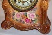 Ansonia Royal Bonn Brown Floral China Clock