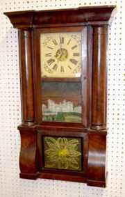 Antique Triple Decker 2 Wt. Clock w/Brass Mvmnt.