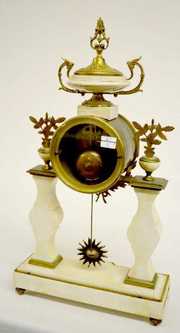 Ornate French Marble & Brass Antique Shelf Clock