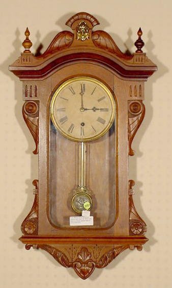 E.N. Welch Victorian Walnut Wall Clock