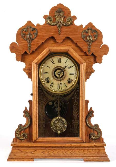 A SETH THOMAS METAL NO. 1114  KITCHEN CLOCK