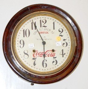 Round Gallery Clock w/Coca Cola Advertising