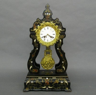 French Inlaid Portico clock