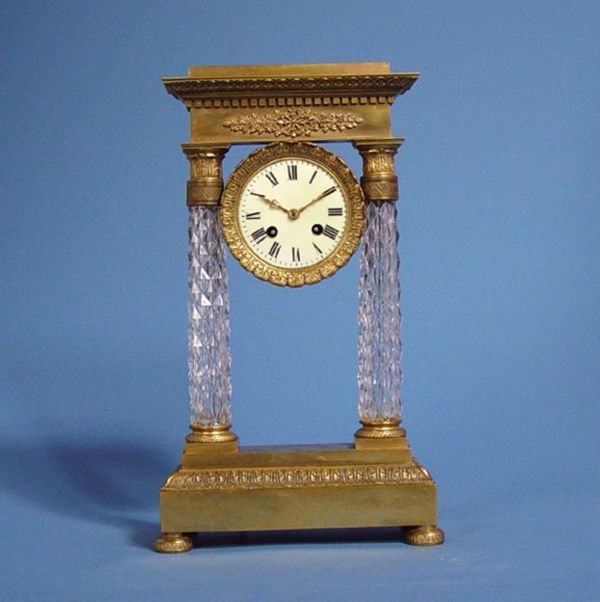 Marti Crystal Column Portico Mantel Clock