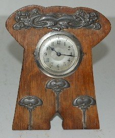 Small Oak & Metal Floral Clock