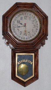 New Haven Oak Calendar School Clock, Long Drop