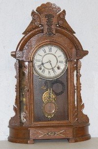 Antique Walnut Mirrorside T & S Parlor Clock