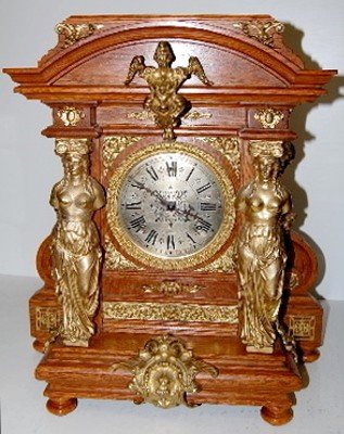 Ansonia “Senator” Oak Figural Bracket Clock