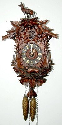 Black Forest Deer & Dog Carved Cuckoo Clock