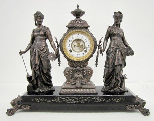 Ansonia “Art & Commerce” Double Statue Clock